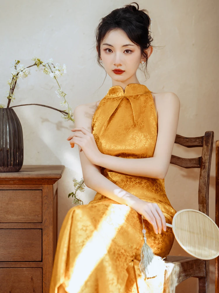 Women's Fashion Cheongsam Long Modified Dresses for Summer Day 