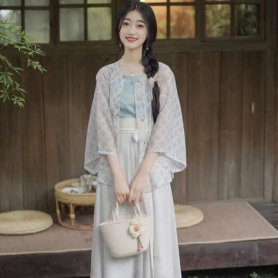 Women Fashion Hanfu Summer Daily Style Round Neck Shirt