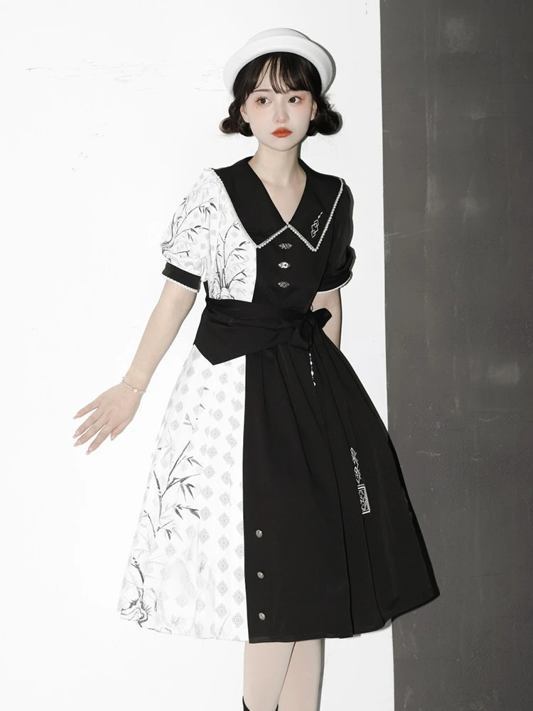 Women's Han Elements Clothing Summer Black Daily Fashion Dresses