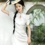 Women's Modern Cheongsam Slim White Qipao Dresses