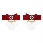 Bow Hair Clip Children New Year Hair Accessories Red Plush Headpiece