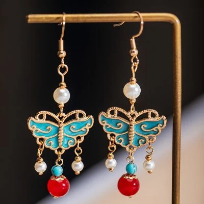 Butterfly Earrings Hanfu Accessories Women Vintage Cheongsam Collocation