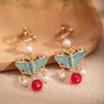 Butterfly Earrings Hanfu Accessories Women Vintage Cheongsam Collocation