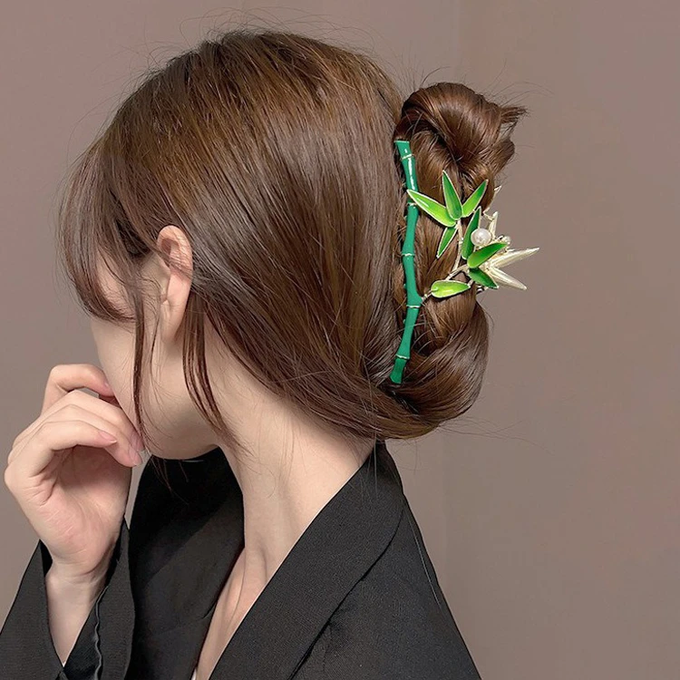 Ladies Metal Hairclip Creative Bamboo Grab Clip