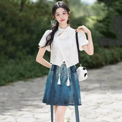 Summer Fashion Hanfu Ladies Chinese Style Ma Mian Short Skirt