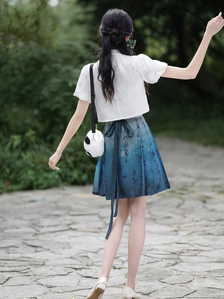 Summer Fashion Hanfu Ladies Chinese Style Ma Mian Short Skirt