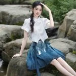 Summer Fashion Hanfu Ladies Chinese Style Ma Mian Short Skirt