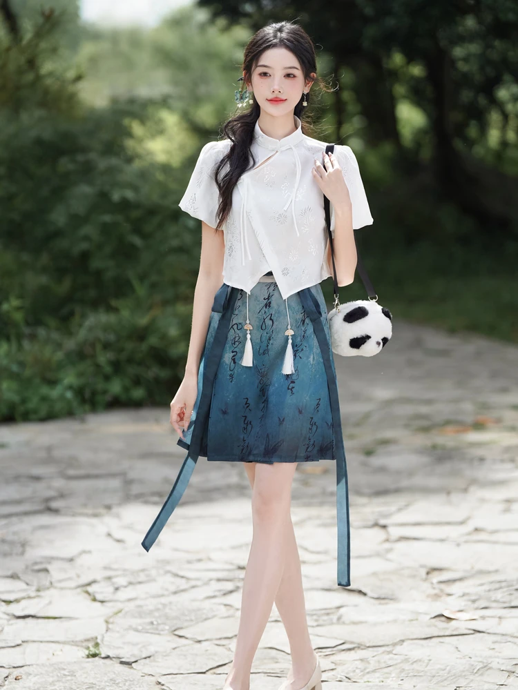 Summer Fashion Hanfu Ladies Chinese Style Ma Mian Short Skirt