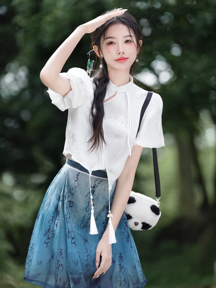 Summer Fashion Hanfu Ladies Chinese Style Ma Mian Short Skirt