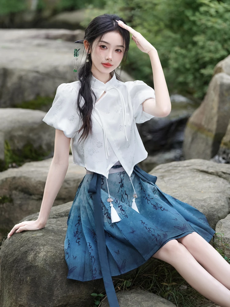 Summer Fashion Hanfu Ladies Chinese Style Ma Mian Short Skirt