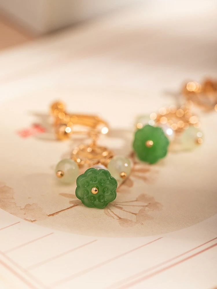 Women Earrings Green Eyelets Hanfu Accessories