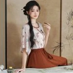 Women Spring Fashion Set Butterfly Vintage Flared Sleeve Top