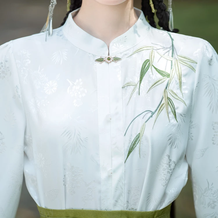 Women Summer Ming Dynasty Hanfu Short Ma Mian Skirt Embroidery Fashion Suit