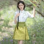 Women Summer Ming Dynasty Hanfu Short Ma Mian Skirt Embroidery Fashion Suit