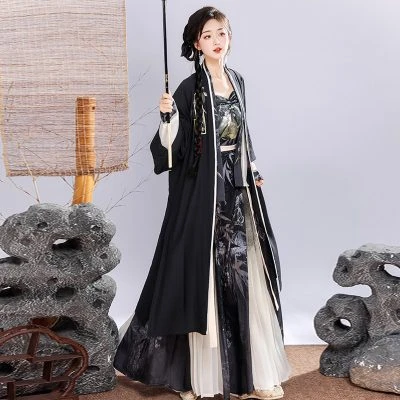 Wuxia Hanfu Summer Black Color Fashion Style Dresses