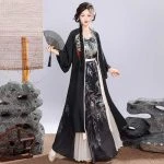 Wuxia Hanfu Summer Black Color Fashion Style Dresses