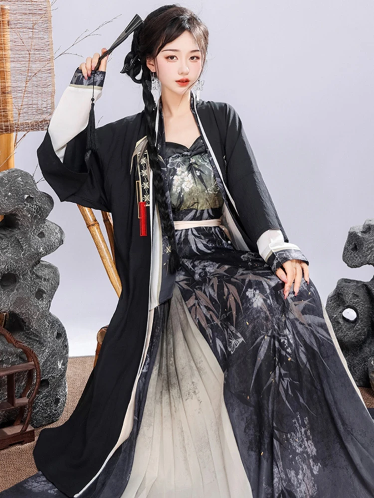 Wuxia Hanfu Summer Black Color Fashion Style Dresses - Newhanfu