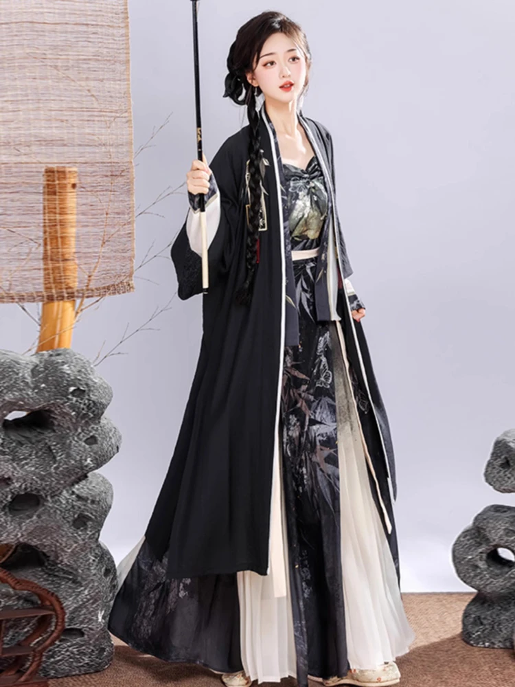 Wuxia Hanfu Summer Black Color Fashion Style Dresses