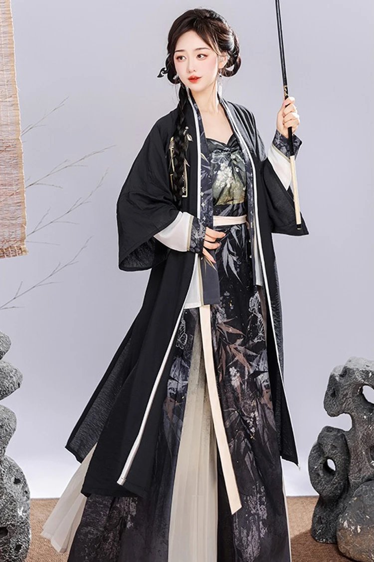 Wuxia Hanfu Summer Black Color Fashion Style Dresses