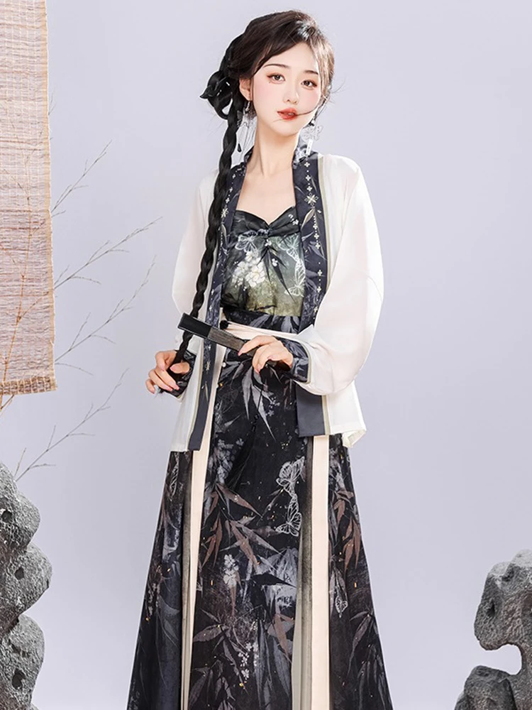 Wuxia Hanfu Summer Black Color Fashion Style Dresses