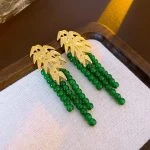 Bamboo Leaf Earrings Classical Tassel Ear Jewellery Women Accessories