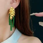 Bamboo Leaf Earrings Classical Tassel Ear Jewellery Women Accessories