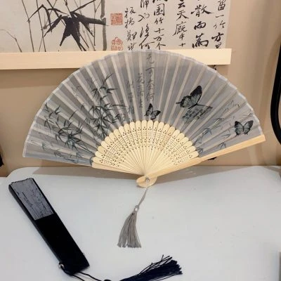 Classical Folding Fan Women Hanfu Portable Bamboo Fan
