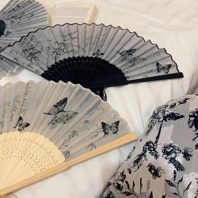 Classical Folding Fan Women Hanfu Portable Bamboo Fan