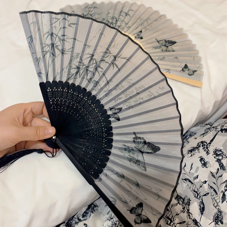 Classical Folding Fan Women Hanfu Portable Bamboo Fan