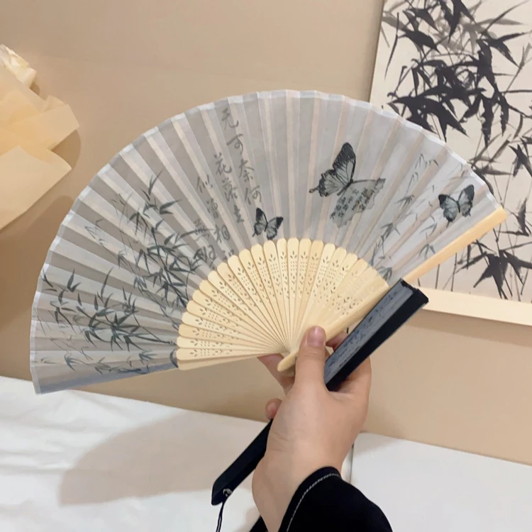 Classical Folding Fan Women Hanfu Portable Bamboo Fan