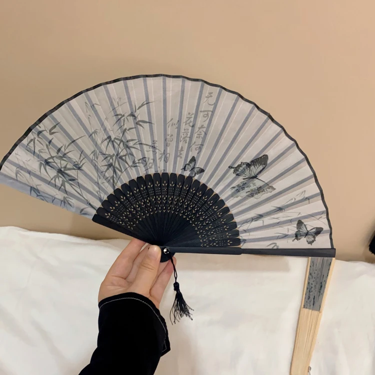 Classical Folding Fan Women Hanfu Portable Bamboo Fan