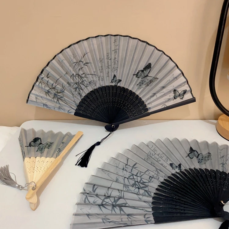 Classical Folding Fan Women Hanfu Portable Bamboo Fan