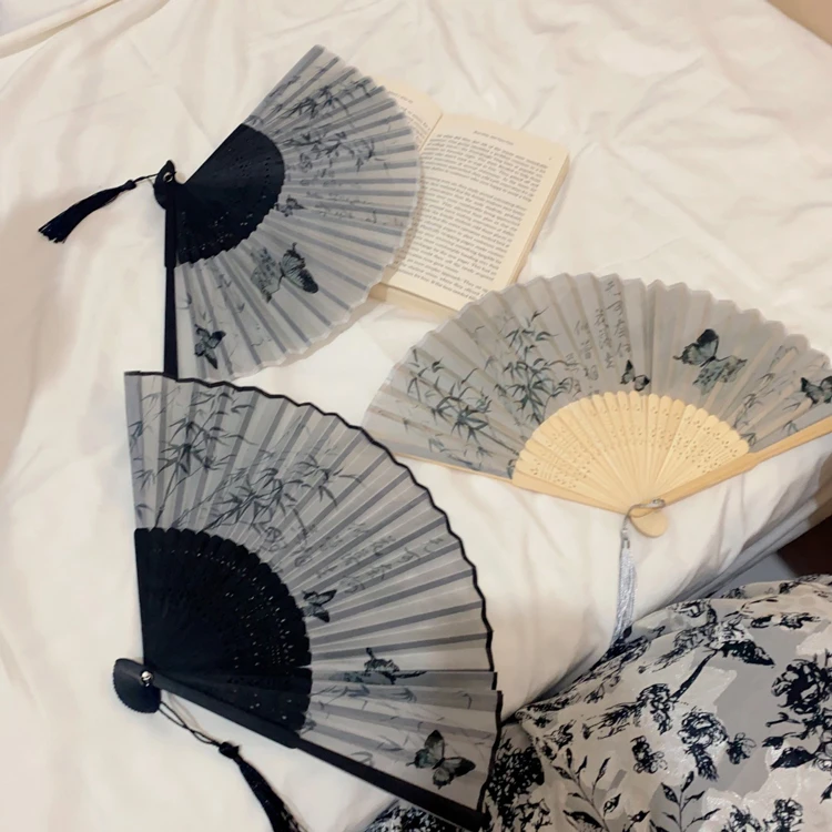 Classical Folding Fan Women Hanfu Portable Bamboo Fan