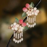 Cute Peach Hair Clip Children Vintage Hanfu Headdress