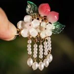 Cute Peach Hair Clip Children Vintage Hanfu Headdress