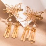 Golden Butterfly Hair Clip Hanfu Daily Girl Fairy Headdress