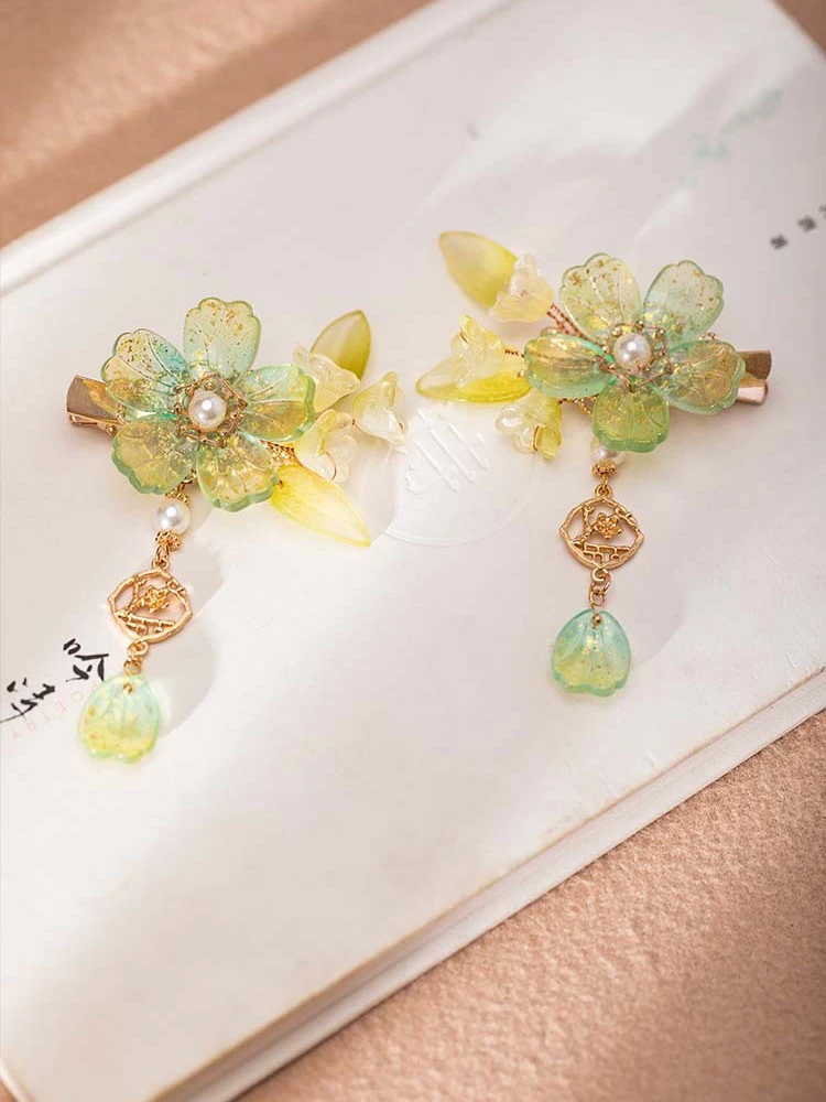 Green Hair Clip Classical Bell Orchid Fresh Ladies Headwear