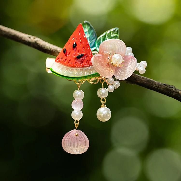 Hanfu Headdress Watermelon Children Classical Hair Clip Sweet Accessories