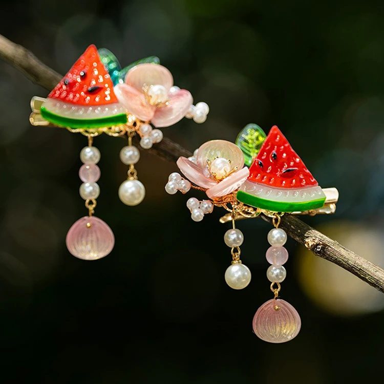 Hanfu Headdress Watermelon Children Classical Hair Clip Sweet Accessories