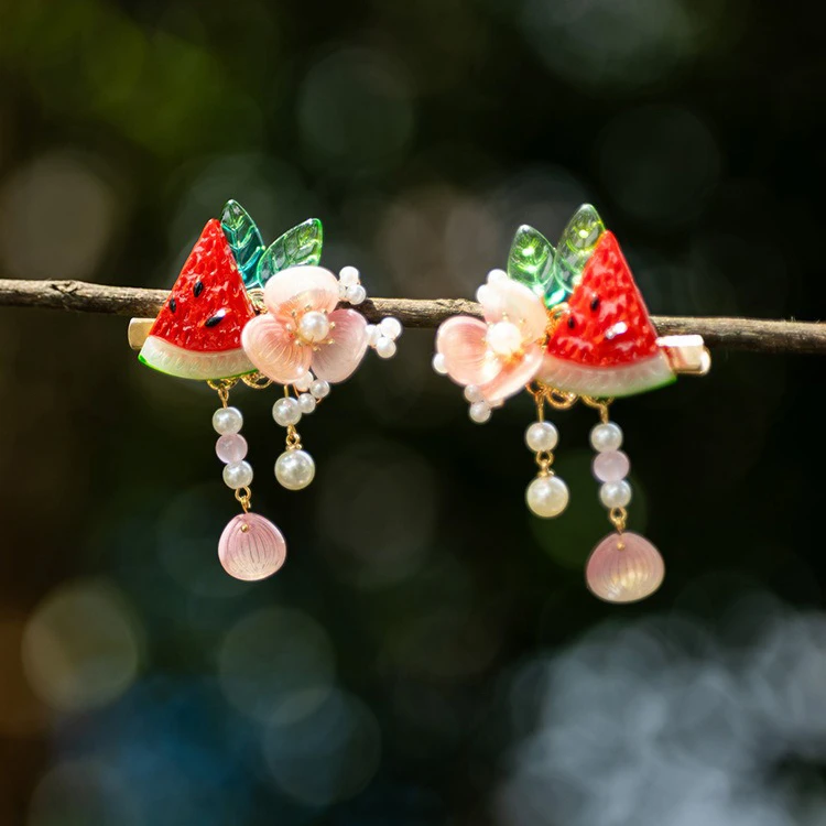 Hanfu Headdress Watermelon Children Classical Hair Clip Sweet Accessories