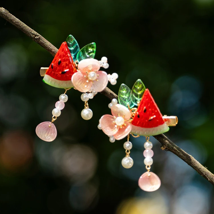 Hanfu Headdress Watermelon Children Classical Hair Clip Sweet Accessories