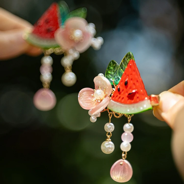 Hanfu Headdress Watermelon Children Classical Hair Clip Sweet Accessories