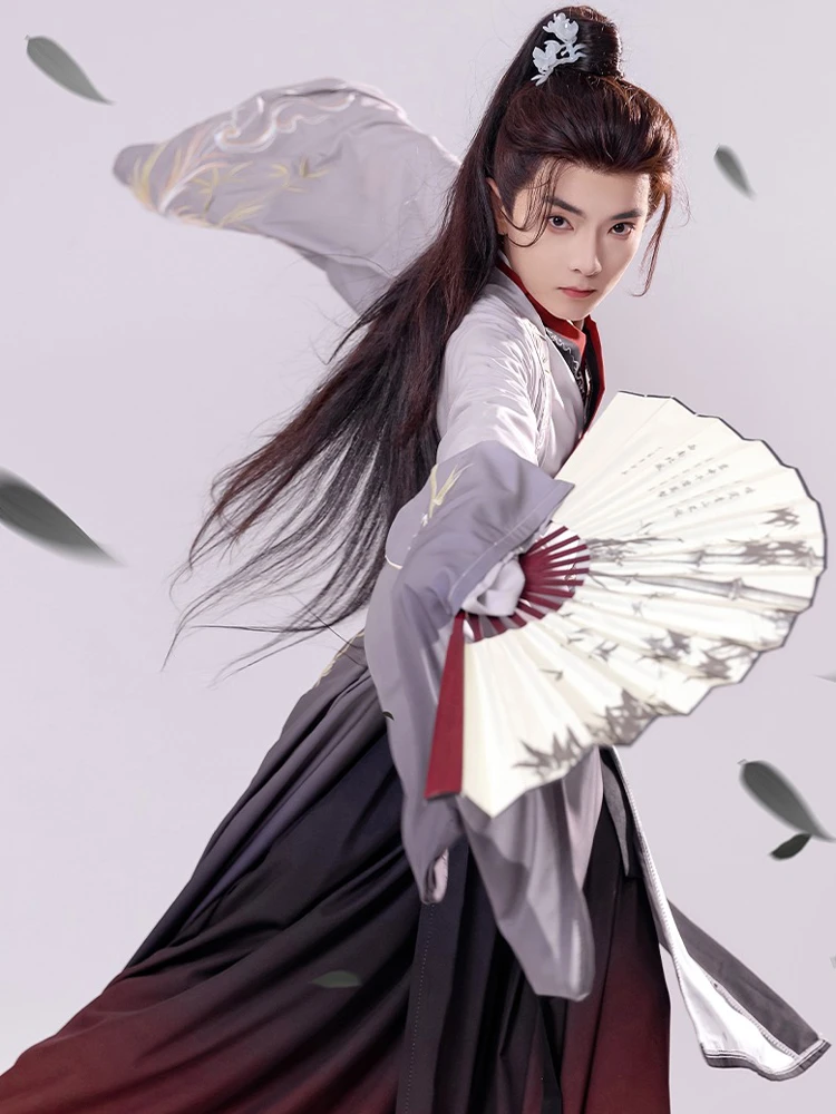 Men Wuxia Hanfu Wei Jin Style Jiaoling Ruqun Set