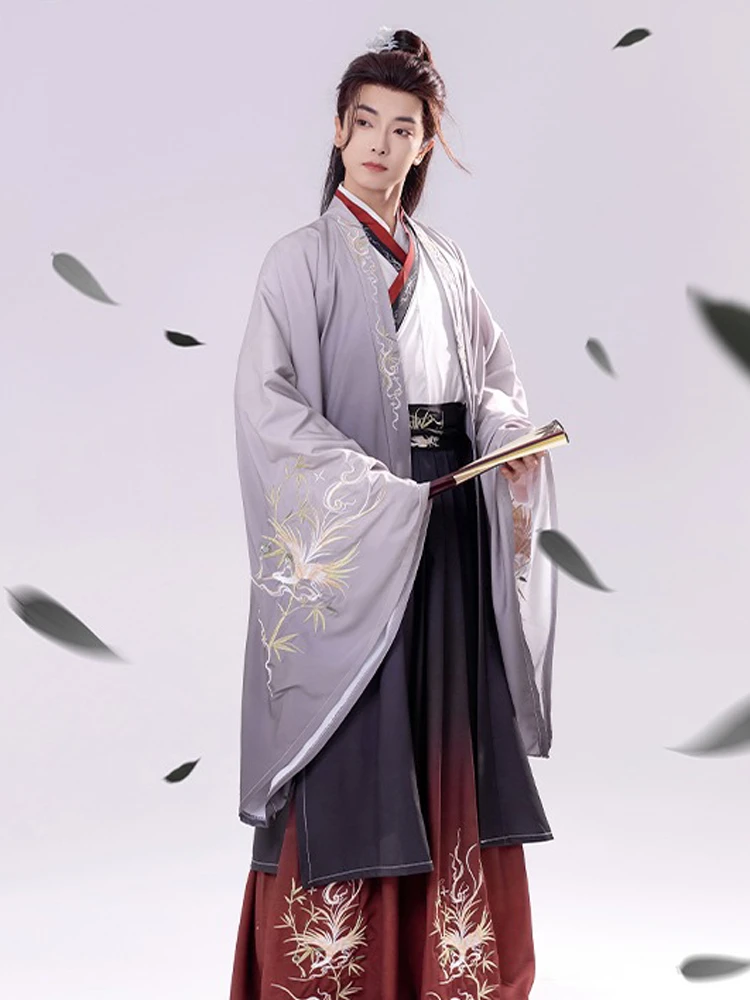 Men Wuxia Hanfu Wei Jin Style Jiaoling Ruqun Set