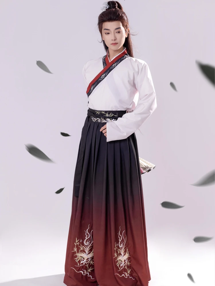 Men Wuxia Hanfu Wei Jin Style Jiaoling Ruqun Set