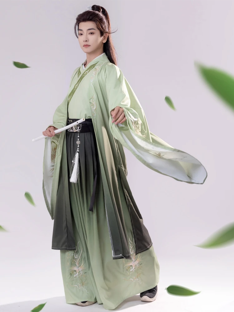 Men Wuxia Hanfu Wei Jin Style Jiaoling Ruqun Set