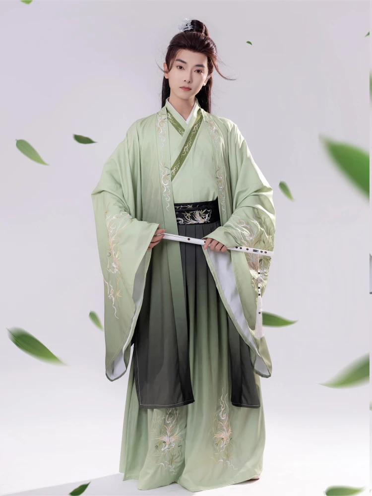 Men Wuxia Hanfu Wei Jin Style Jiaoling Ruqun Set