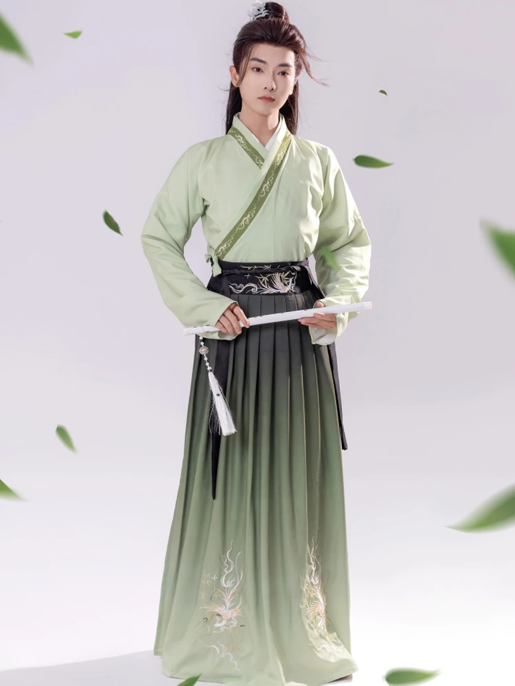 Men Wuxia Hanfu Wei Jin Style Jiaoling Ruqun Set