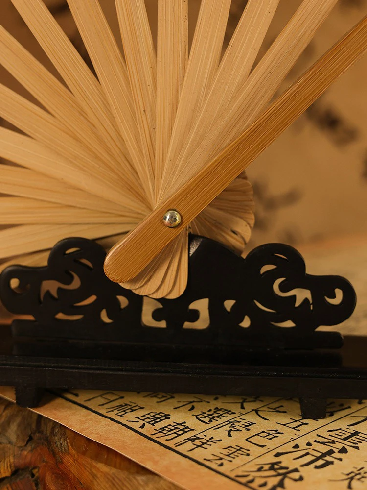 Men's Hanfu Fan Classical Ancient Poetry Folding Bamboo Fan