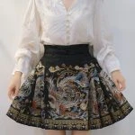 Ming Dynasty Women Short Ma Mian Skirt Daily Fashion Summer Dresses